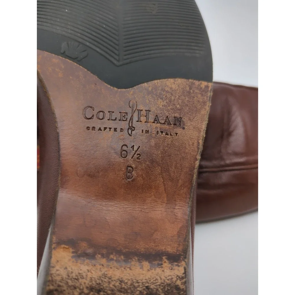 Cole Haan City Low Heel Loafers Italy Womens Size 6.5 B Brown Leather F9385‎